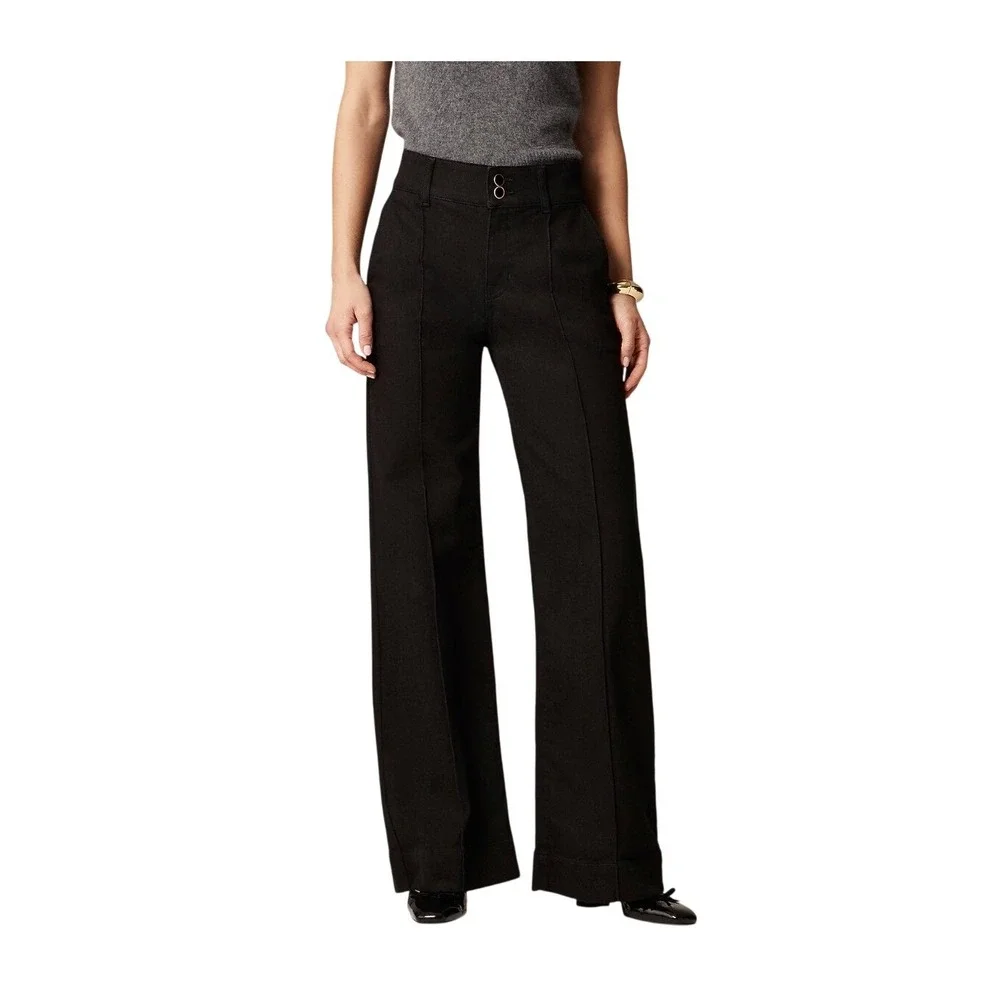 J. Crew Denim Trouser Jean with Stacked Buttons Black Wash‎ Denim 25